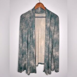 𝅺logo by Lori Goldstein Pine Green and Cream Swing Cardigan, Size M